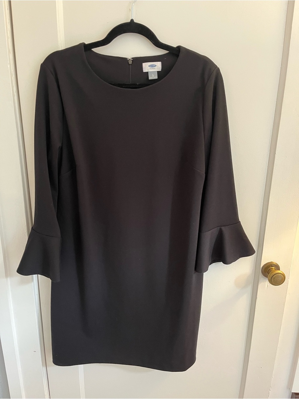 Black Bell-Sleeve Shift Dress
